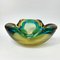 Heavy Italian Murano Glass Amber Teal Bowl Shell Ashtray by Flavio Poli, 1970s 2