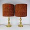 Brass Table Lamps with Retro Shades, 1960s, Set of 2 2