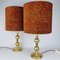 Brass Table Lamps with Retro Shades, 1960s, Set of 2 1