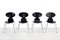 Chaises Ant Arne Jacobsen Noires pour Fritz Hansen, Set de 4 1