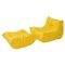 Yellow Togo Armchair and Footstool by Michel Ducaroy for Ligne Roset, Set of Two 1