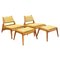 German Hunting Lounge Chairs & Ottoman from Werkstätten Hellerau, 1950s, Set of 2 1