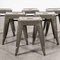 French Metal H Cafe Dining Stools in Khaki from Tolix, 1950s, Set of 6 4
