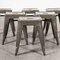 French Metal H Cafe Dining Stools in Khaki from Tolix, 1950s, Set of 6, Image 4