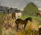 Leonid Vaichilia, Grazing Horses, 1965, Oil on Canvas, Framed 6