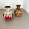 Vase Op Art en Poterie Fat Lava Multicolore de Bay Ceramics, Allemagne, Set de 2 2