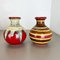 Vase Op Art en Poterie Fat Lava Multicolore de Bay Ceramics, Allemagne, Set de 2 3
