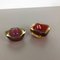 Red Murano Glass Sommerso Bowl or Ashtray, Italy, 1970s, Set of 2 3