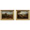 Peintures de Paysages, Début du 19ème Siècle, Huile sur Toile, Encadrée, Set de 2 1