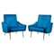 Blue Velvet Armchairs, Set of 2 1