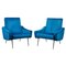 Blue Velvet Armchairs, Set of 2, Image 1