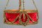 French Louis XVI Style Bronze and Red Fabric Shade Pendant Chandelier, 1920s 13