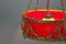 French Louis XVI Style Bronze and Red Fabric Shade Pendant Chandelier, 1920s 12