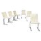 Mid-Century Italian White Leather and Steel Chairs by Offredi for Saporiti, 1970s, Set of 6 1