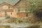 Palau Junca, pintura impresionista con río y chalés, óleo sobre lienzo, enmarcado, Imagen 3