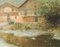 Palau Junca, pintura impresionista con río y chalés, óleo sobre lienzo, enmarcado, Imagen 2