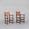 Mid-Century French Oak and Rush Armchairs, Set of 2 1