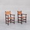 Mid-Century French Oak and Rush Armchairs, Set of 2 4