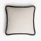 HAPPY PILLOW EDITION Velvet Cushion with Multicoloured Grey Fringes by Lorenza Briola for LO Decor, Image 1