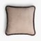 HAPPY PILLOW EDITION Velvet Cushion with Multicoloured Grey Fringes by Lorenza Briola for LO Decor 1