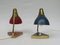 Kleine Nachttischlampen aus Messing in Rot & Blau, 1950er, 2er Set 5