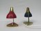 Small Red and Blue Brass Bedside Table Lights, 1950s, Set of 2 4