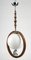 Lámpara colgante Art Déco de madera de nogal con esfera de vidrio opalino, Imagen 7