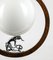 Lámpara colgante Art Déco de madera de nogal con esfera de vidrio opalino, Imagen 3