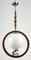 Lampada a sospensione Art Déco in legno di noce con sfera in vetro opalino, Immagine 2
