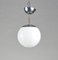 Italian Chrome-Plated Iron Pendant with Opal Glass Ball, 1960s, Image 1