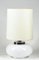 Italian Table Lamp with Chromed Metal Base and White Milk Glass & Fabric Lampshade, 1960s, Image 4