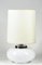 Lampada da tavolo con base in metallo cromato e paralume in tessuto e vetro lattimo, Italia, anni '60, Immagine 4