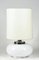 Italian Table Lamp with Chromed Metal Base and White Milk Glass & Fabric Lampshade, 1960s 6