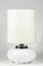 Italian Table Lamp with Chromed Metal Base and White Milk Glass & Fabric Lampshade, 1960s, Image 6