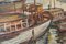 Grande scena di porto impressionista, olio su tela, con cornice, Immagine 3