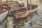 Grande scena di porto impressionista, olio su tela, con cornice, Immagine 4
