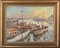 Large Impressionist Port Scene, Oil on Canvas, Framed, Image 1