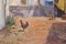 Grande scena di cortile con gallo, olio su tela, Spagna, con cornice, Immagine 5