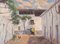 Escena de patio español grande con gallo, óleo sobre lienzo, enmarcado, Imagen 2