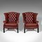 Vintage English Leather Clubhouse Wingback Armchairs, 1950s, Set of 2 2