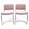 Italian Brass Cantilever Dining Chairs with Pink Upholstery, 1970s, Set of 4 3