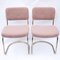 Italian Brass Cantilever Dining Chairs with Pink Upholstery, 1970s, Set of 4 1