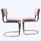 Italian Brass Cantilever Dining Chairs with Pink Upholstery, 1970s, Set of 4, Image 2