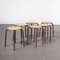 French Brown Stacking School Stools, 1960s, Set of 6 6