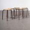 French Brown Stacking School Stools, 1960s, Set of 6 4