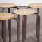 French Brown Stacking School Stools, 1960s, Set of 6 2