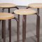 French Brown Stacking School Stools, 1960s, Set of 6, Image 2