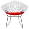 Mid-Century American Red Upholstery and Steel Diamond Armchair by Bertoia for Knoll, 1970 1