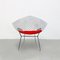 Mid-Century American Red Upholstery and Steel Diamond Armchairs by Bertoia for Knoll, 1970, Set of 4 3