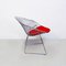 Mid-Century American Red Upholstery and Steel Diamond Armchairs by Bertoia for Knoll, 1970, Set of 4, Image 4